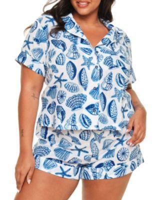 Plus Size Lucero Short Sleeve Top & Shorts Pajama Set Product Image