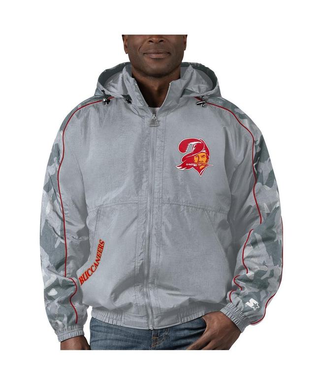 Mens Starter Gray Distressed Tampa Bay Buccaneers Thursday Night Gridiron Throwback Full-Zip Jacket Product Image