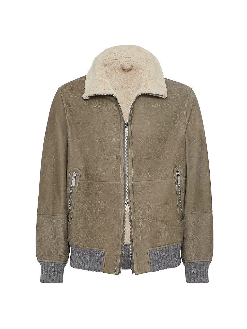 Mens Nubuck Shearling Bomber Jacket Product Image