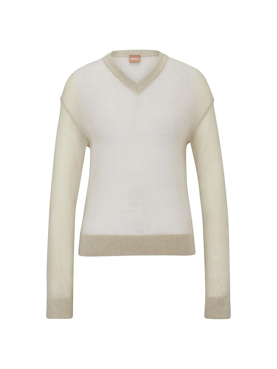 Womens V-Neck Sweater in a Sheer Knit Product Image
