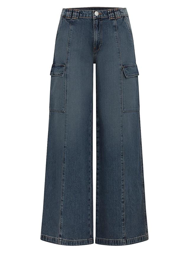 Womens Mid-Rise Wide-Leg Cargo Jeans Product Image