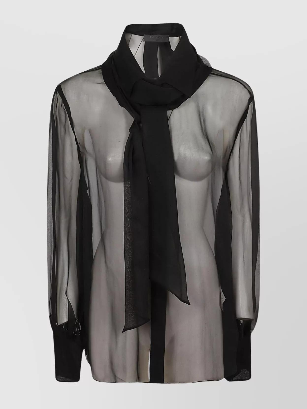 Chiffon Shirt Scarf Neck In No Nero Product Image