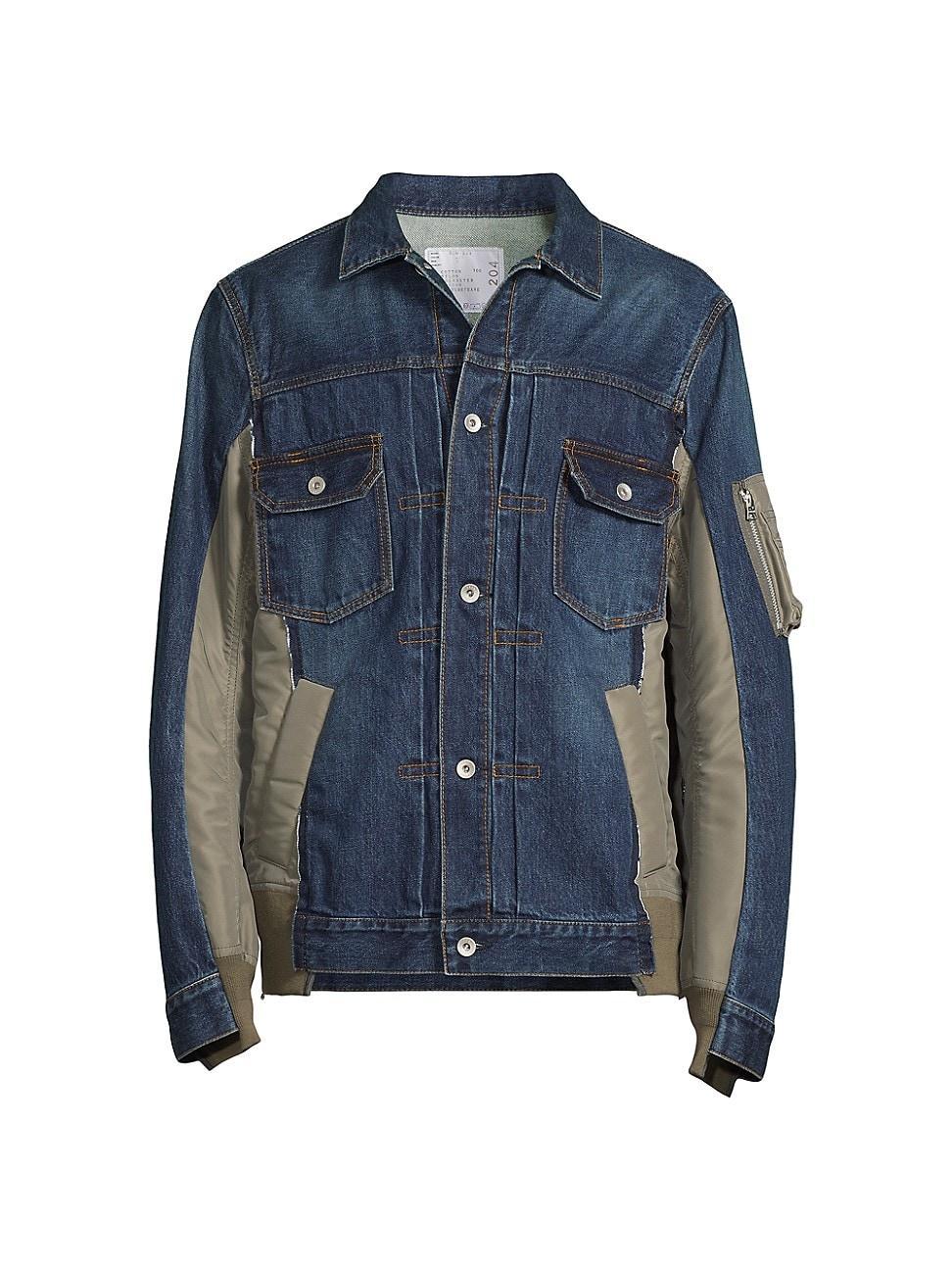 Mens Denim Mixed-Media Jacket Product Image