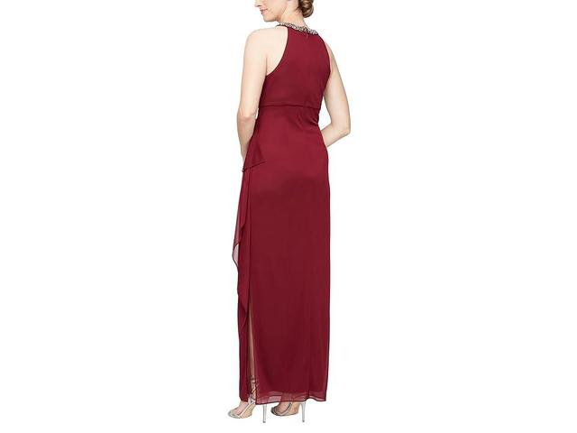 Alex Evenings Embellished Halter Ruched Column Formal Gown Product Image