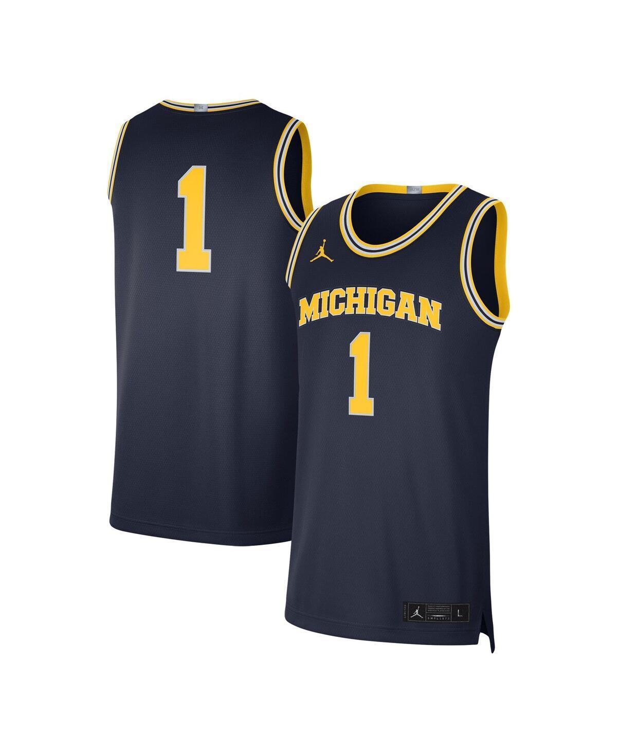 Mens Jordan #1 Navy Michigan Wolverines Limited Authentic Jersey - Navy Product Image