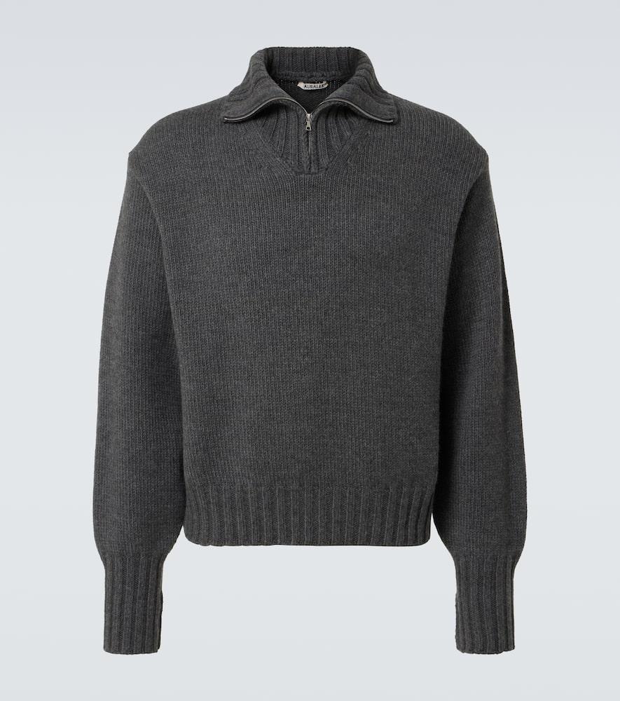 AURALEE Wool Half-zip Sweater In Grey Product Image