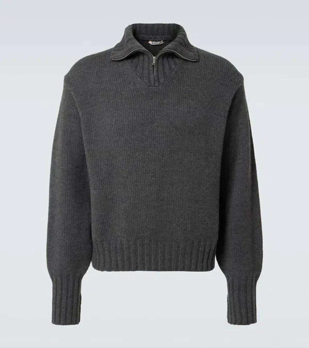 AURALEE Wool Half-zip Sweater In Grey Product Image