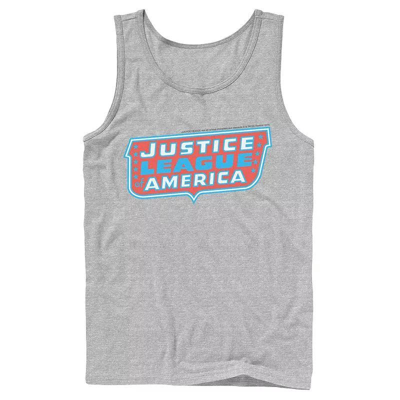 Mens DC Comics Justice League of America Text Poster Logo Tank Top Athletic Grey Product Image