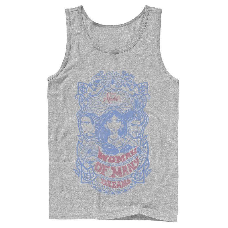 Mens Disney Aladdin Trio Line Art Sketch Tank Top Athletic Grey Product Image