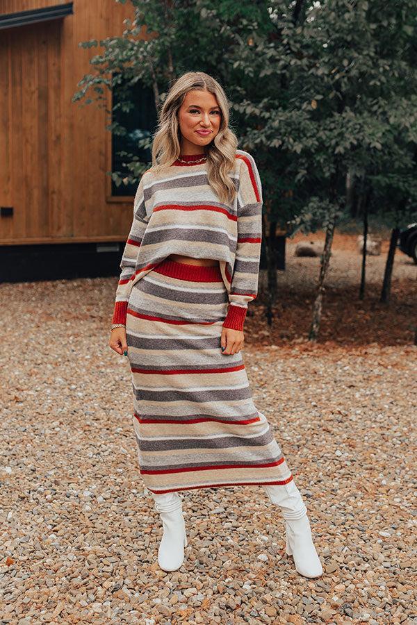 Mulled Wine Stripe Sweater Skirt Product Image