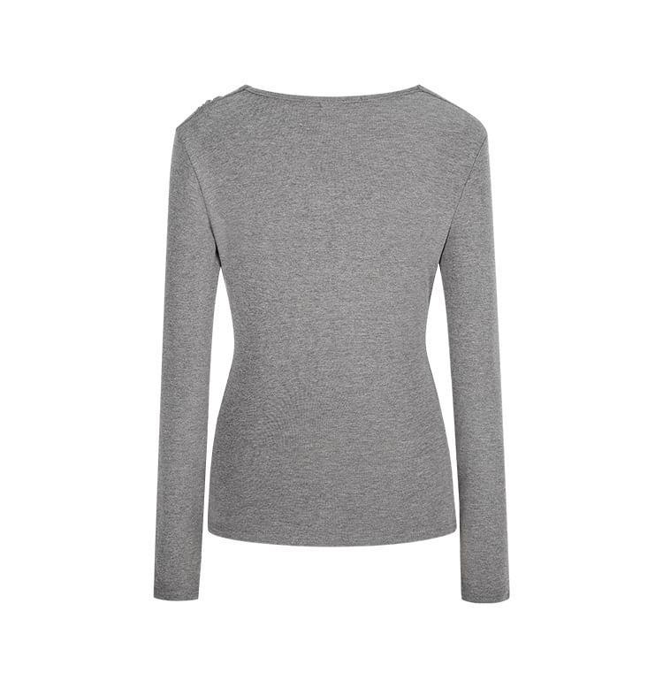 Long-Sleeve Cowl Neck Plain Top Product Image