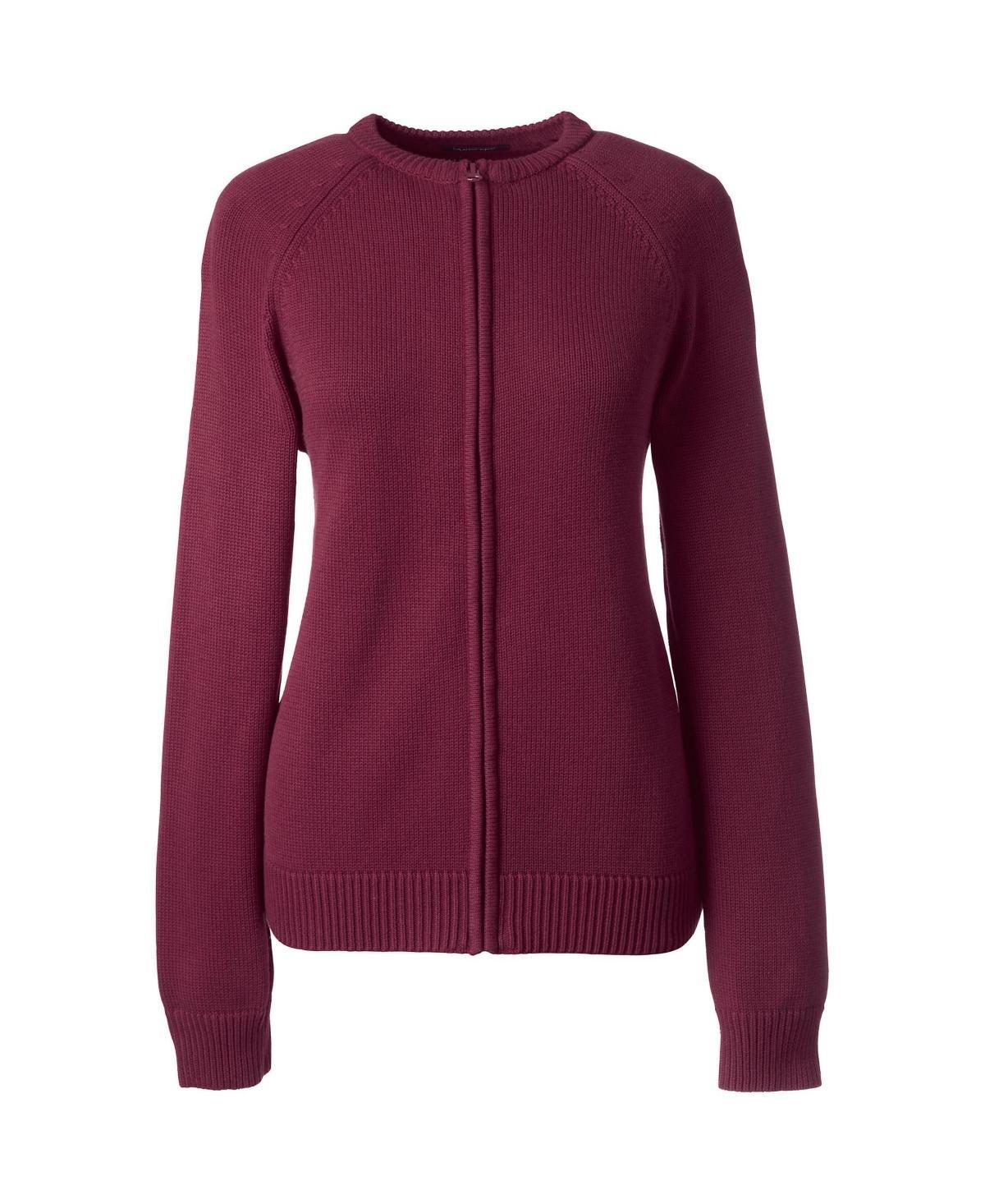 Womens Lands End School Uniform Zipper-Front Cardigan Sweater Product Image