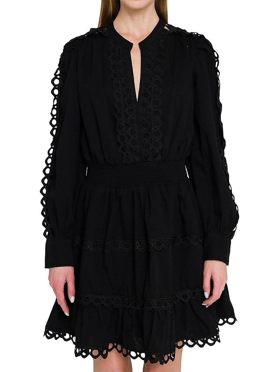 Womens Lace Trim Mini Dress Product Image