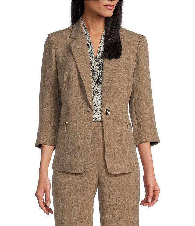 Kasper Stretch Crepe Notch Lapel Neckline 3/4 Sleeve Coordinating Blazer Product Image