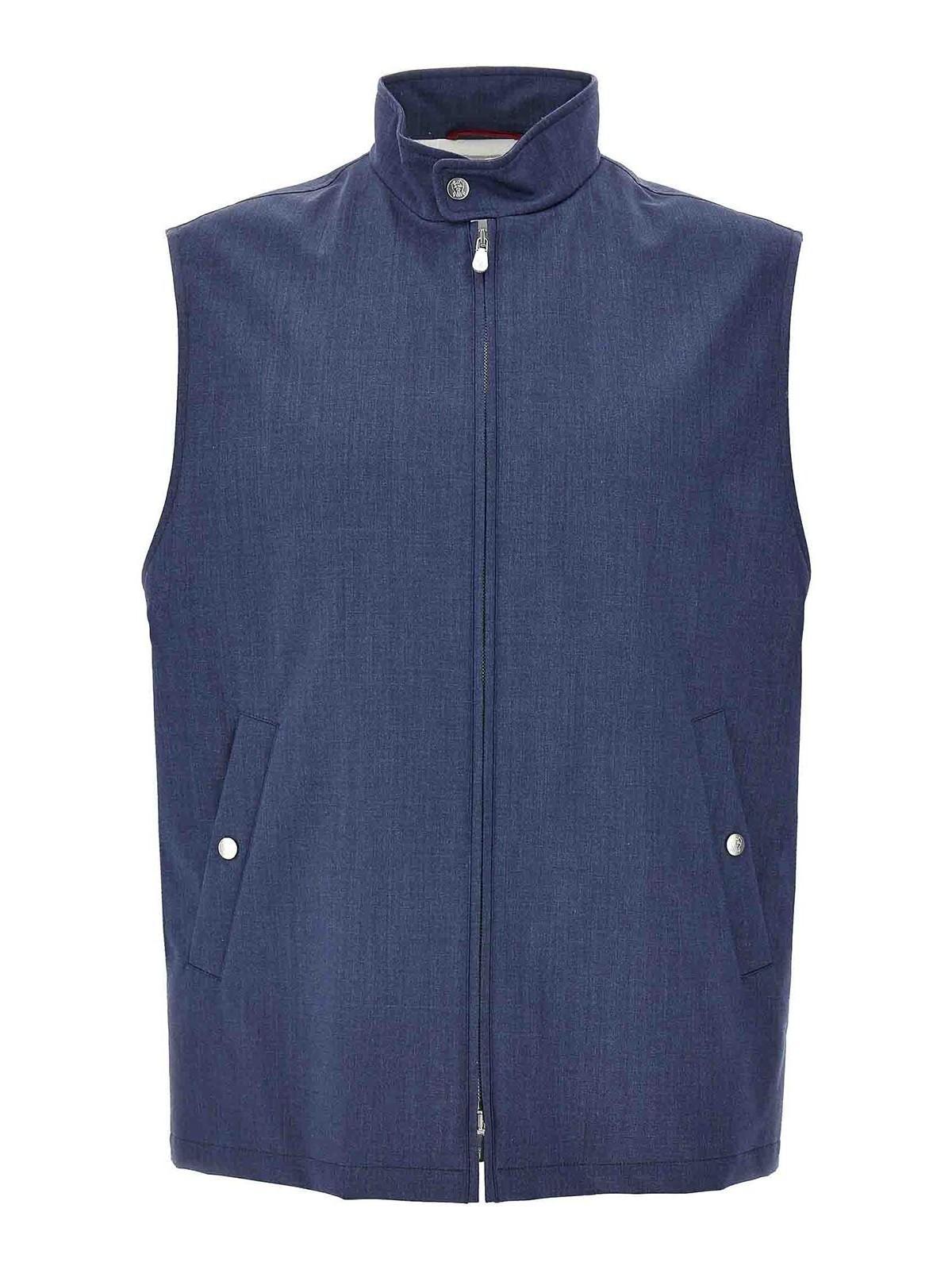 BRUNELLO CUCINELLI Wool Vest In Blue Product Image