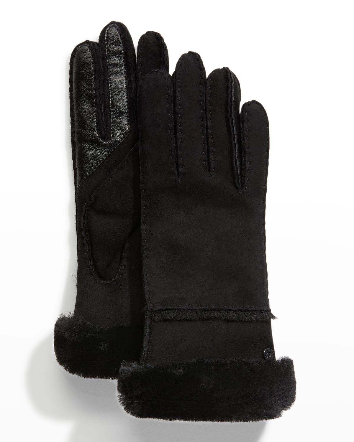 Seamed Touchscreen Shearling-Lined Gloves Product Image