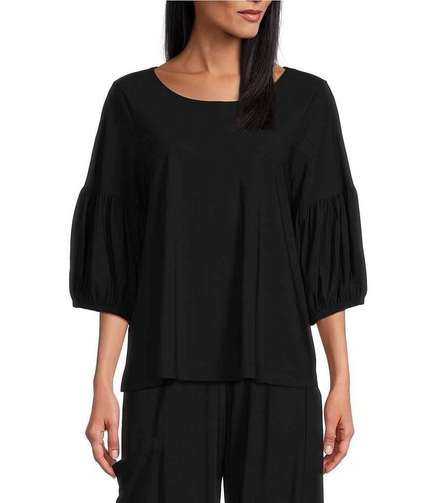 Bryn Walker Microfiber Knit Jersey Scoop Neck 3/4 Lantern Balloon Sleeve Tunic product image