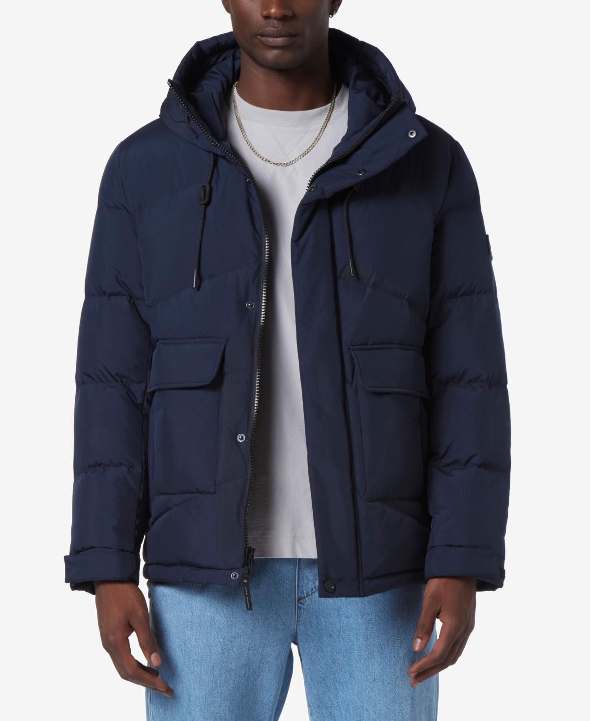 Andrew Marc Ingram Chevron Quilted Open Bottom Puffer with Snorkel Hood Product Image