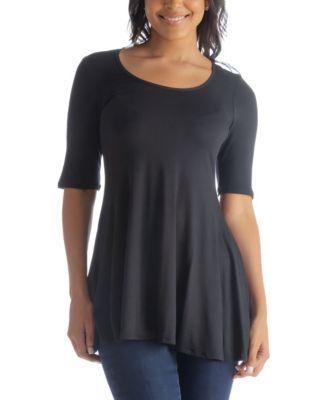 24seven Comfort Apparel Womens Elbow Sleeve Swing Tunic Top Product Image