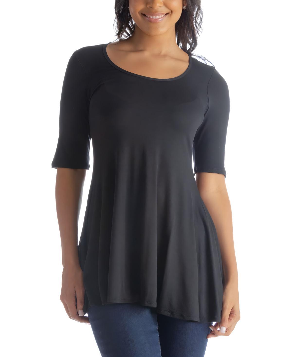 24seven Comfort Apparel Womens Elbow Sleeve Swing Tunic Top Product Image