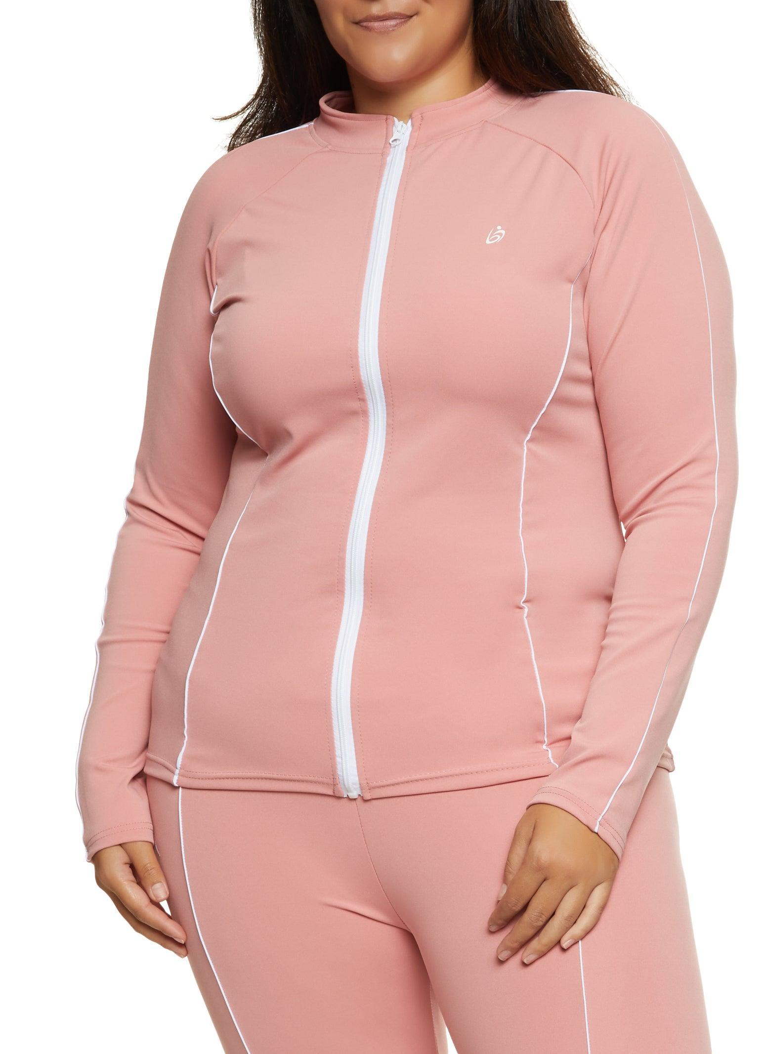 Womens Plus Size Contrast Piping Track Jacket Product Image