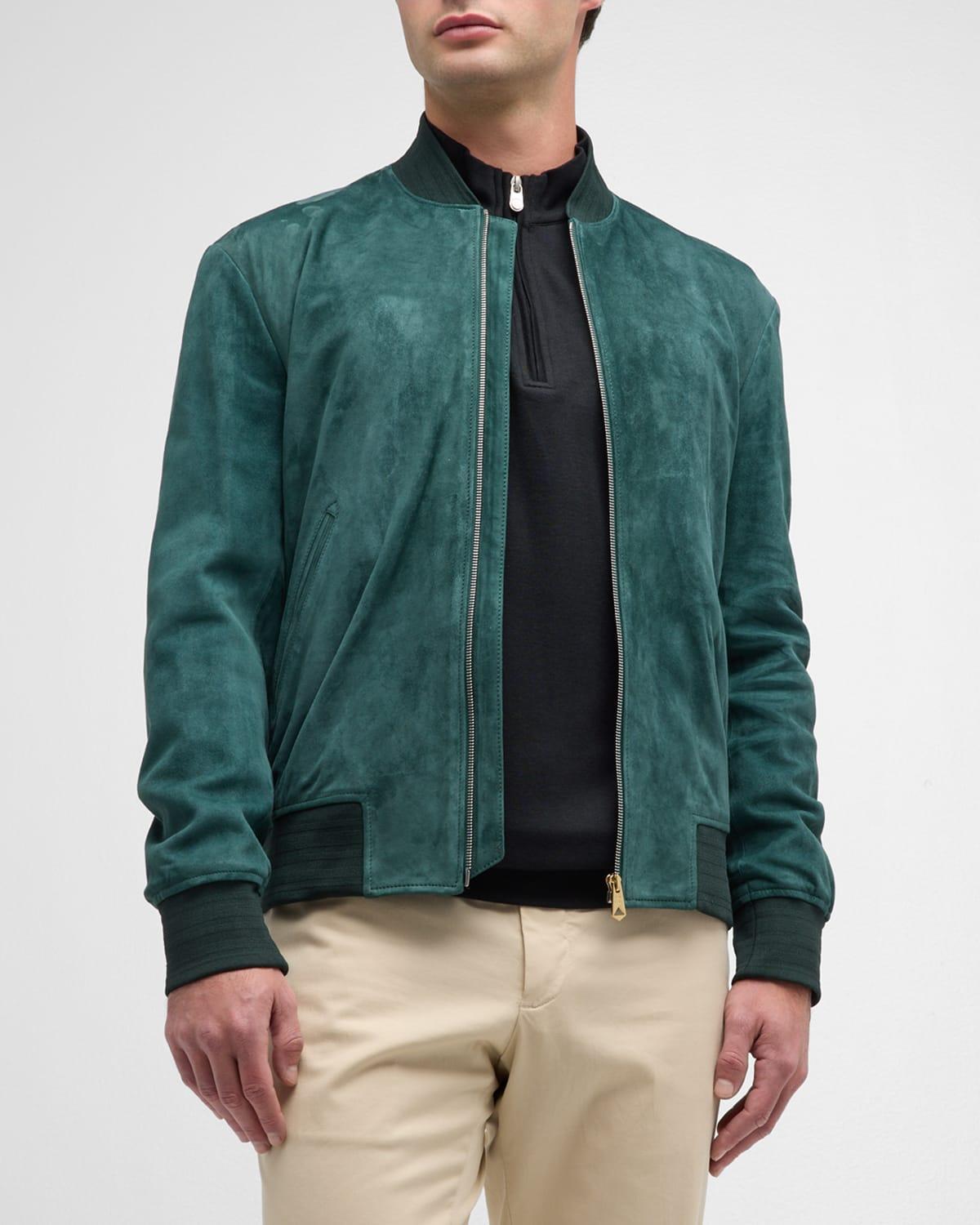 Mens Suede Bomber Jacket Product Image