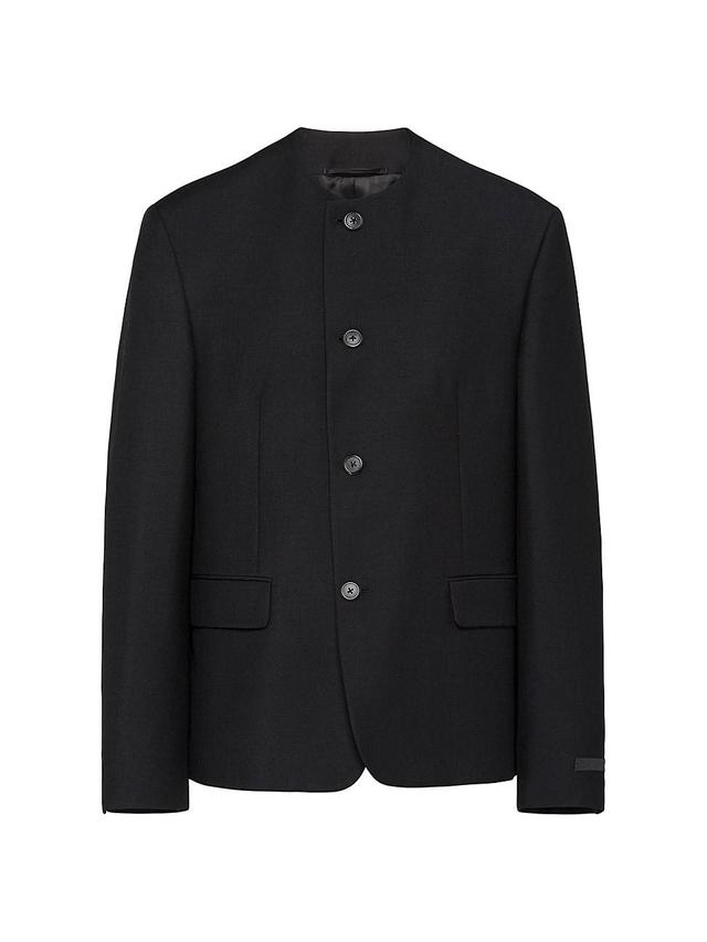 Mens Single-Breasted Mohair Wool Jacket Product Image