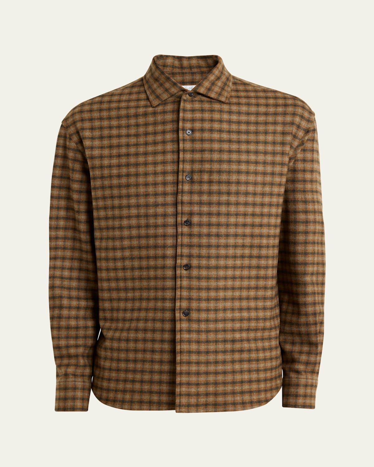 Men's Andre Tartan Wish Wool and Cashmere Casual Button-Down Shirt Product Image