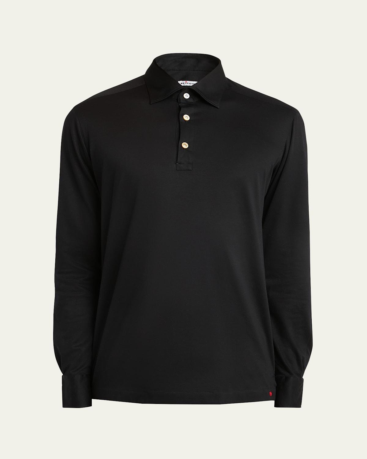 Mens Cotton-Stretch Long-Sleeve Polo Shirt Product Image