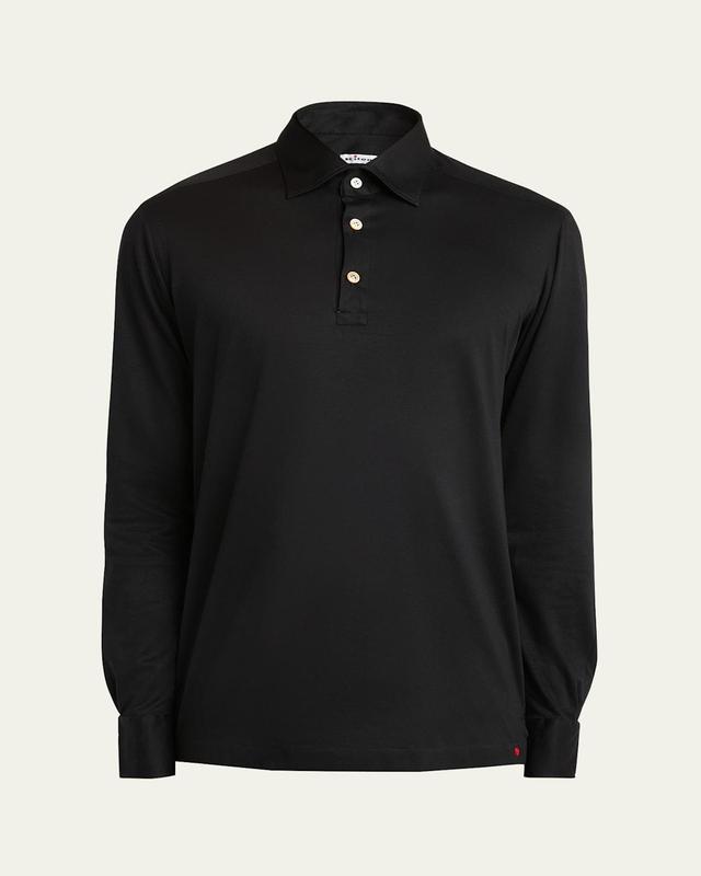 Mens Cotton-Stretch Long-Sleeve Polo Shirt Product Image