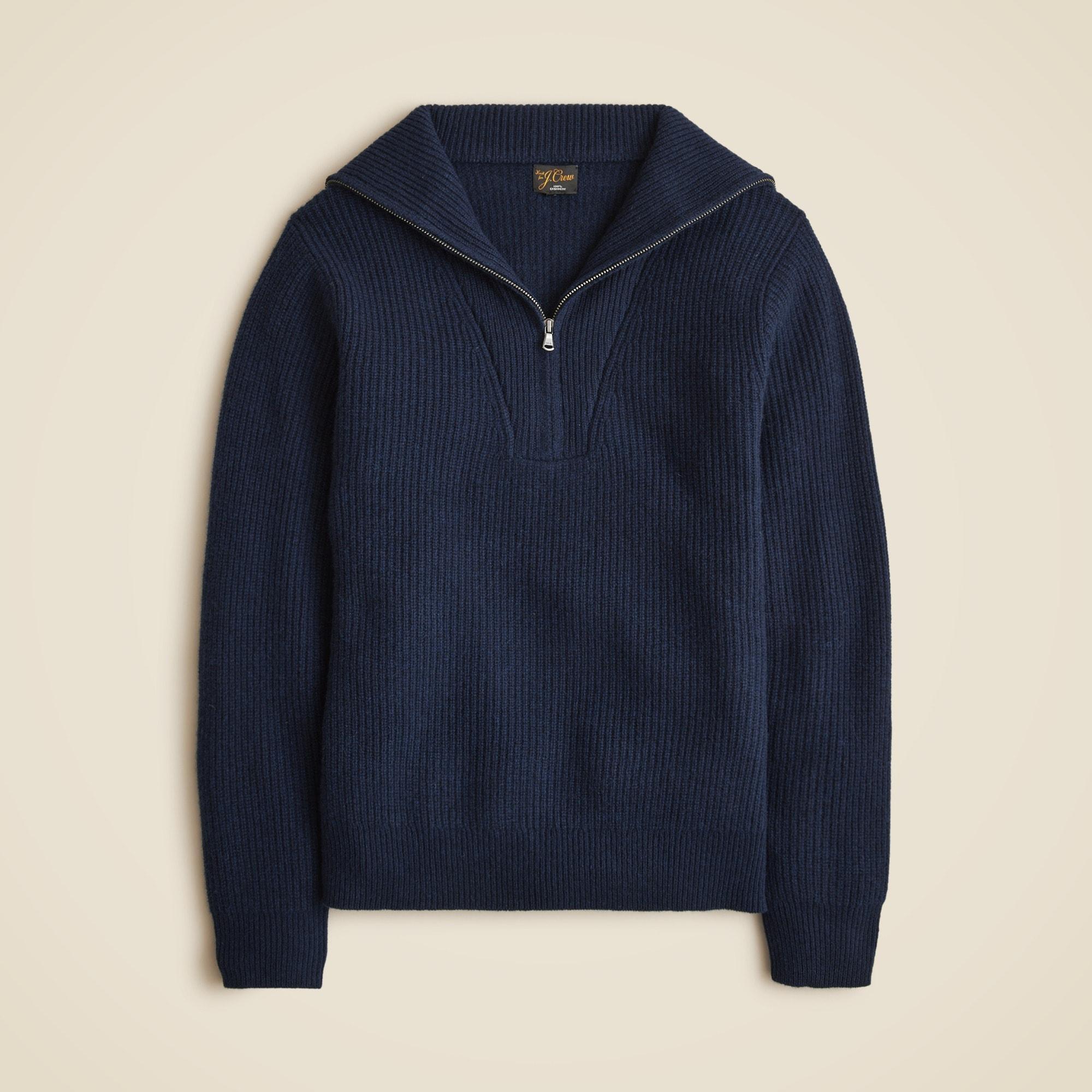 Midweight cashmere ribbed half-zip ski sweater Product Image