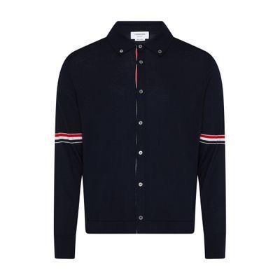 Long Sleeve Shirt In Merino Wool In Navy Product Image