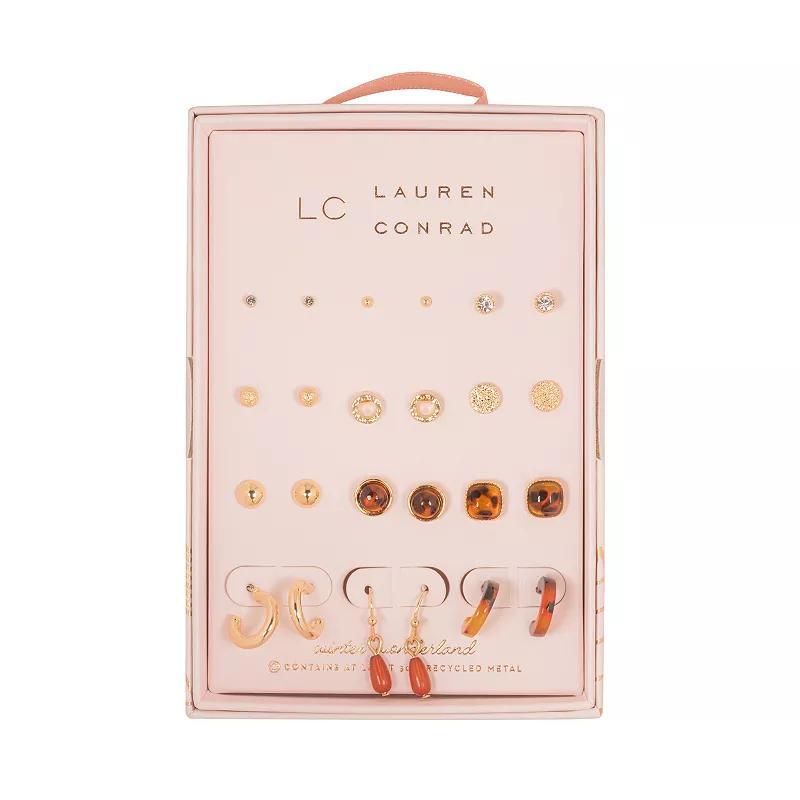 LC Lauren Conrad Tortoiseshell 12 Pair Earring Set, Womens, Brown Product Image