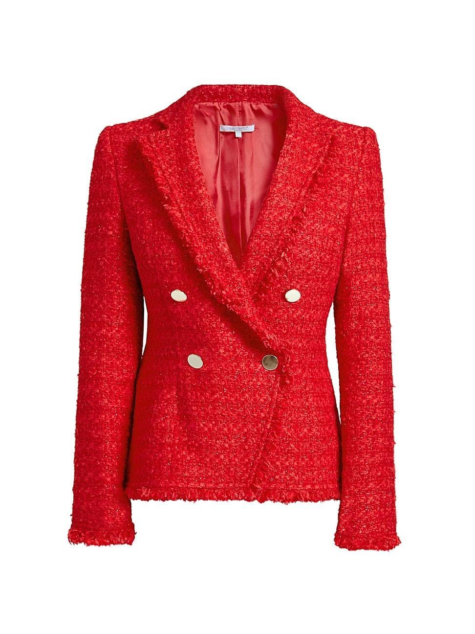 Womens Double-Breasted Tweed Blazer Product Image