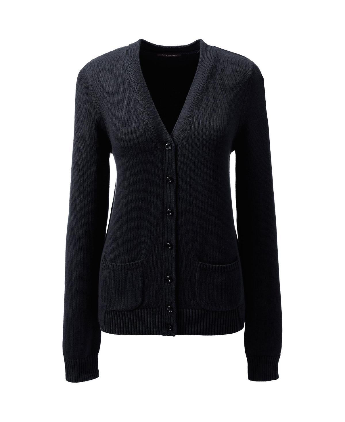 Lands End Womens School Uniform Cotton Modal Button Front Cardigan Sweater Product Image