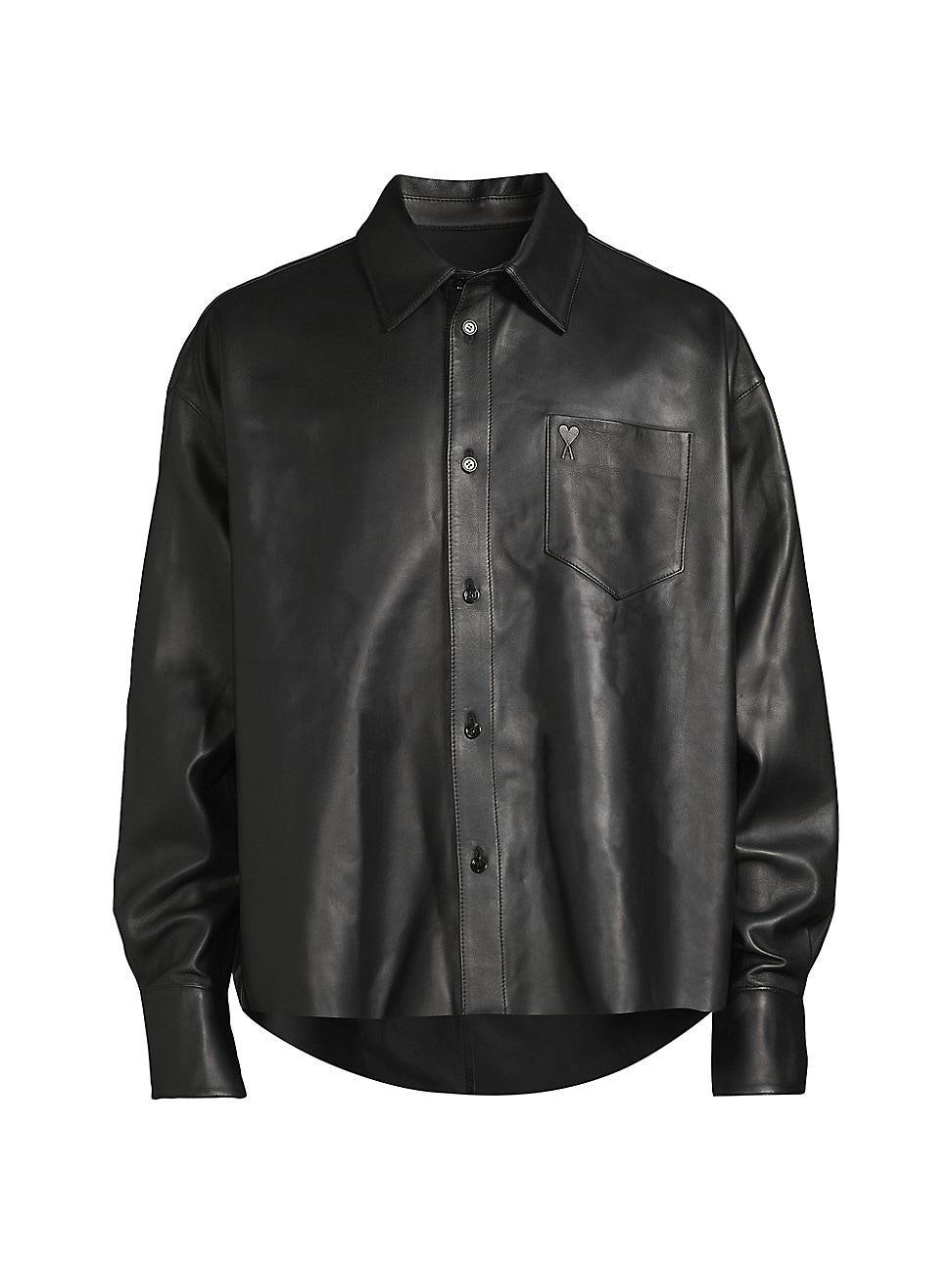 Mens Leather Boxy-Fit Shirt product image