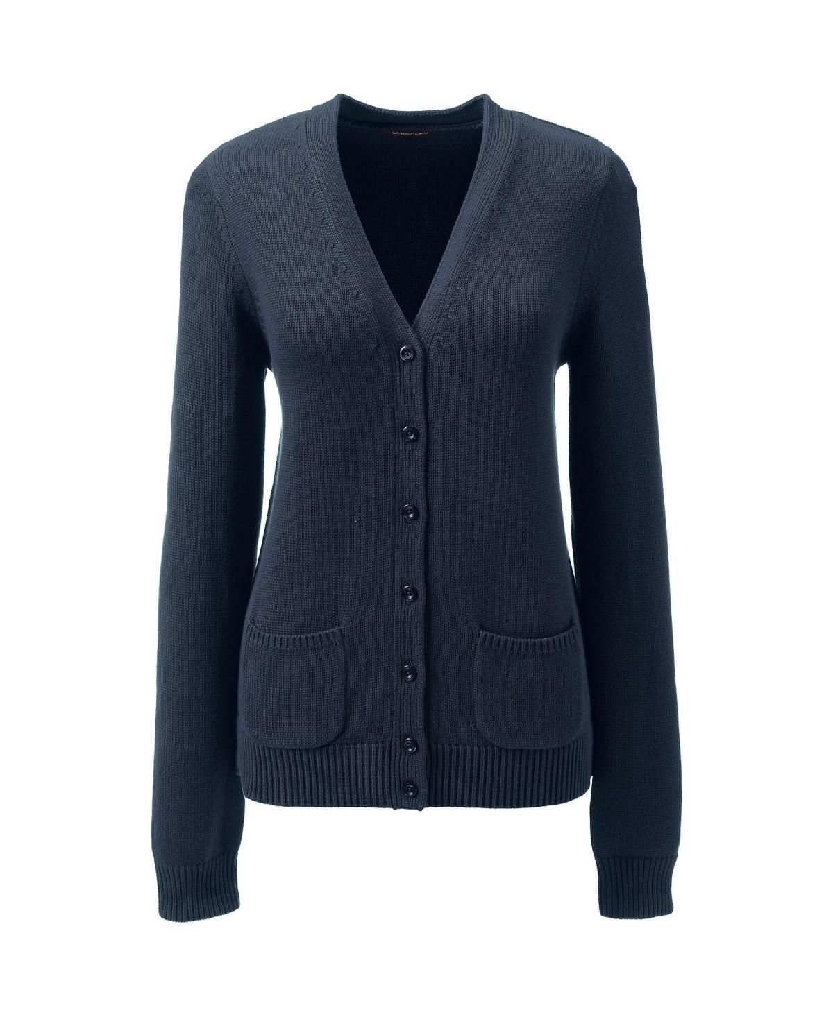 Lands End Womens School Uniform Cotton Modal Button Front Cardigan Sweater Product Image