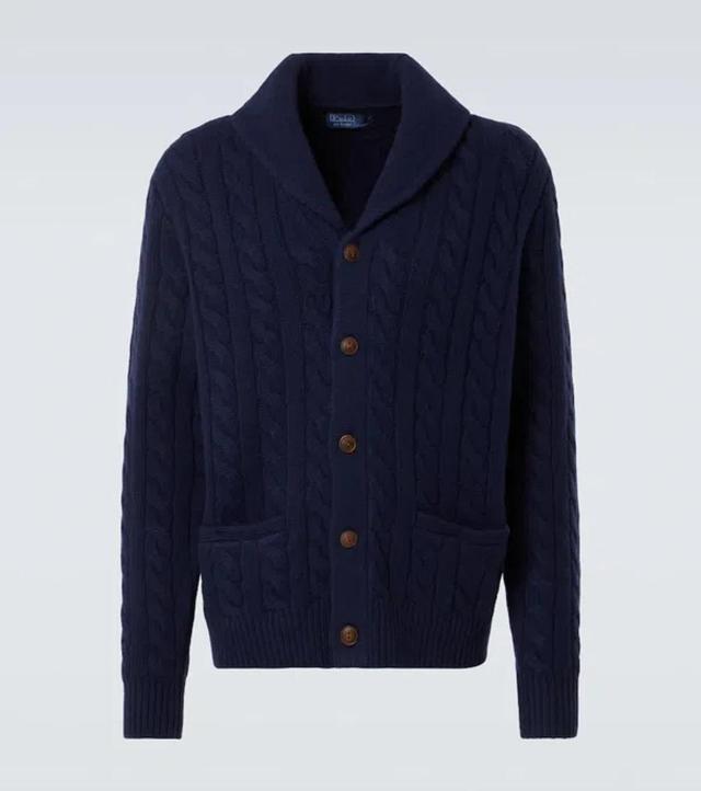 POLO RALPH LAUREN Wool And Cashmere Cardigan In Navy Product Image