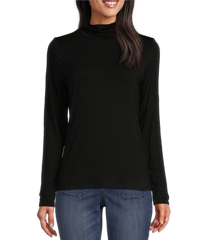 Leo & Nicole Ruched Mock Neck Long Sleeve Knit Top product image