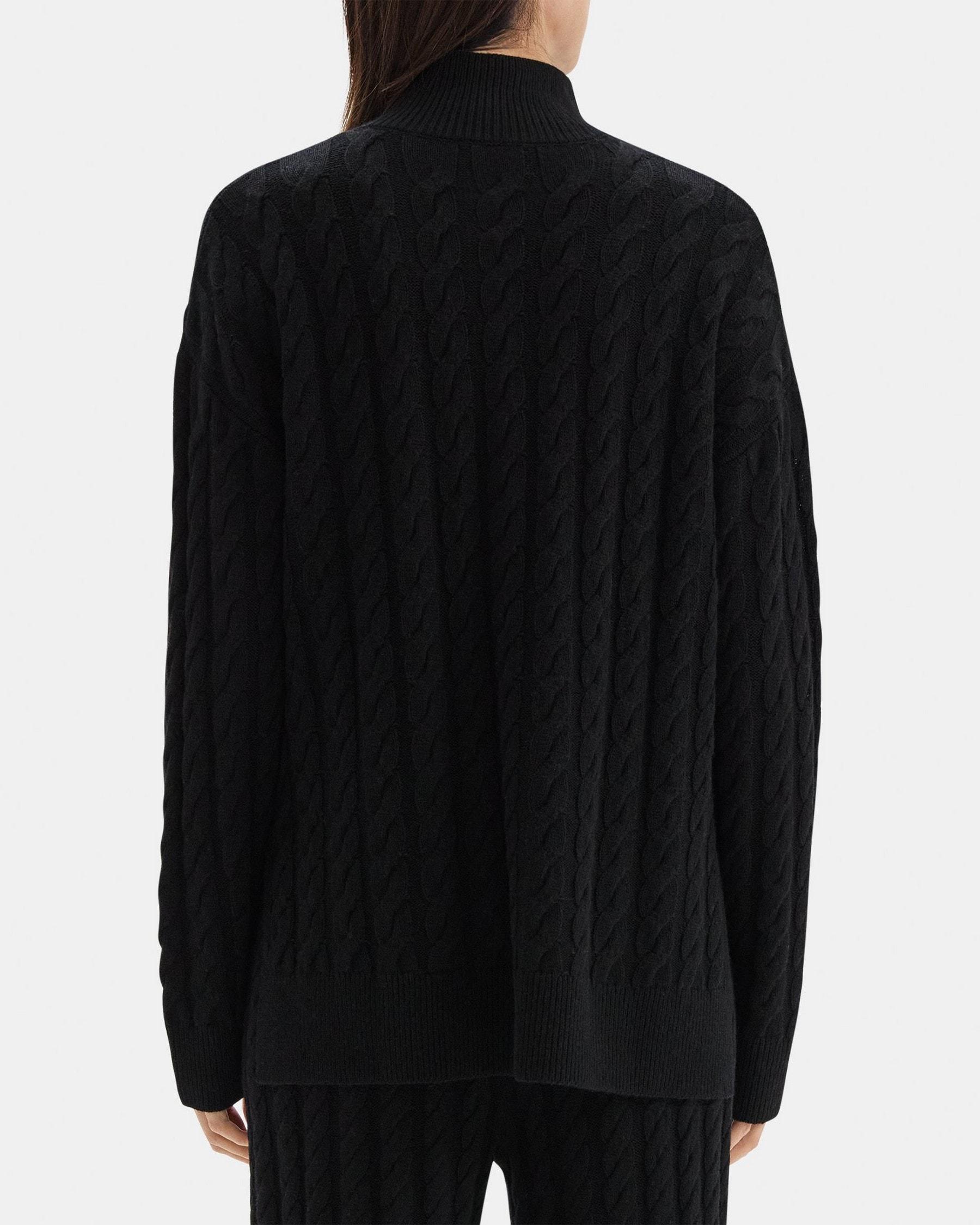 Cable Knit Half-Zip Sweater in Wool-Cashmere Blend Product Image