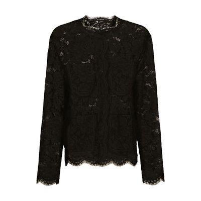 Single-breasted Lace Jacket In Black Product Image