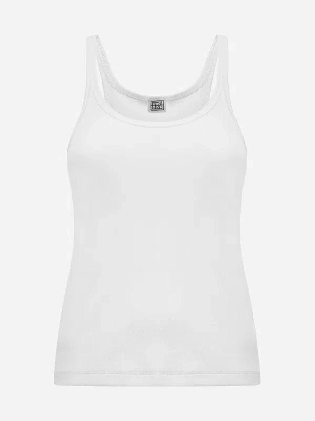 Cotton Ribbed Knit Tank Top In White product image