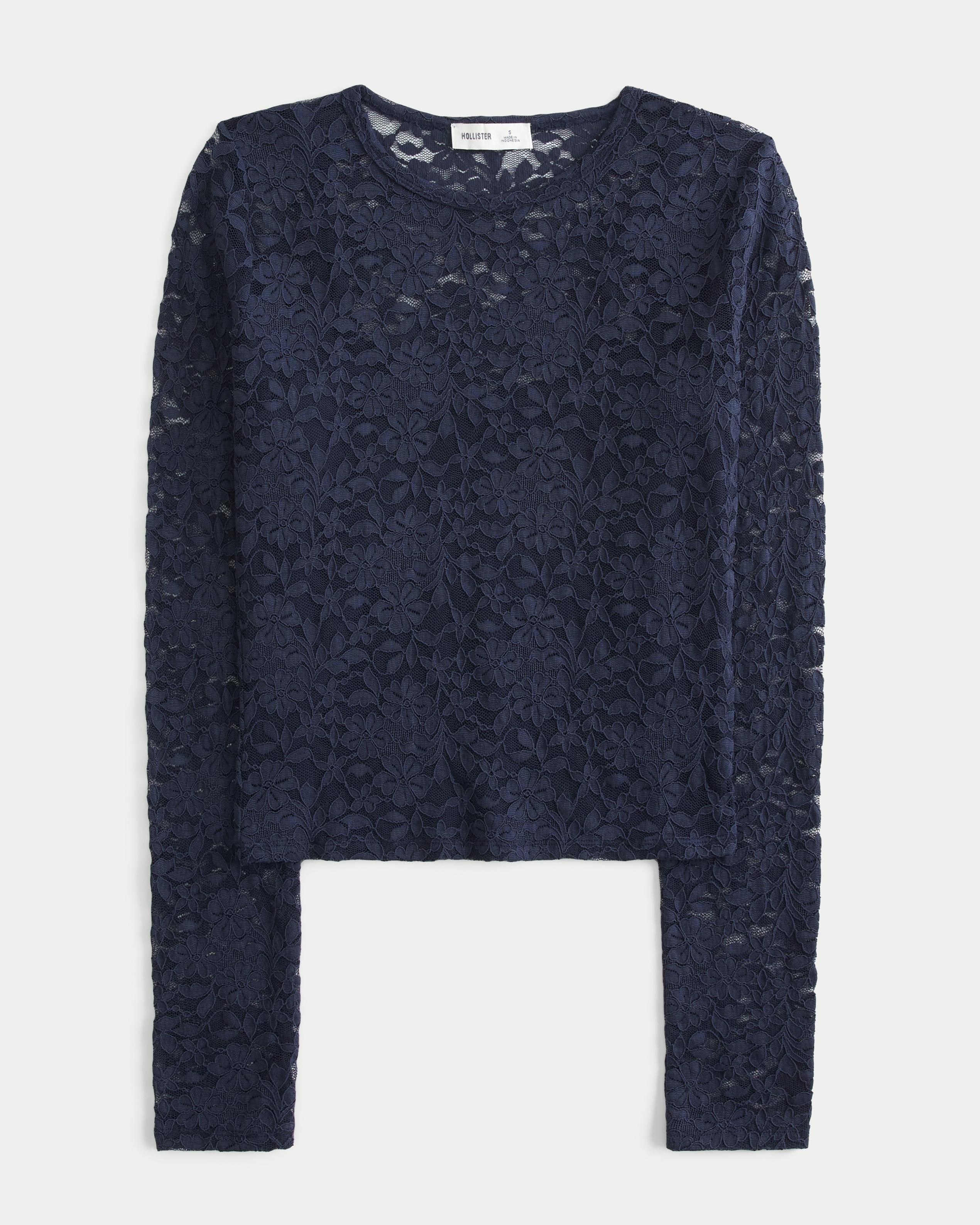 All-Over Lace Crew Top Product Image