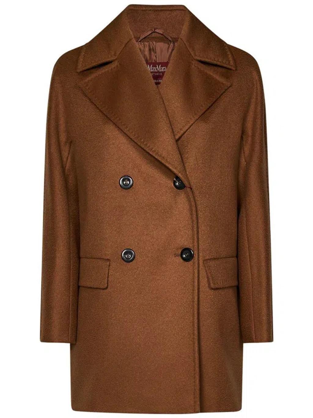 MAX MARA Brown Cashmere Coat With Kimono Sleeves product image