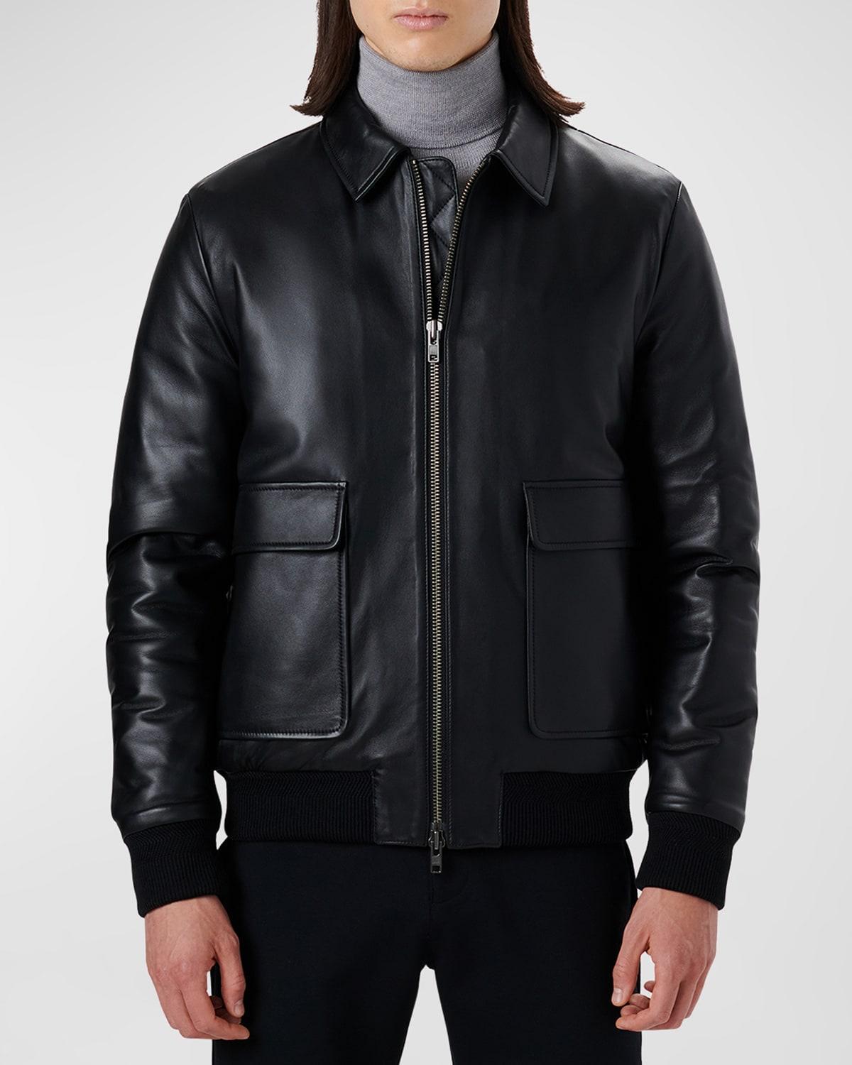 Bugatchi Leather Bomber Jacket Product Image