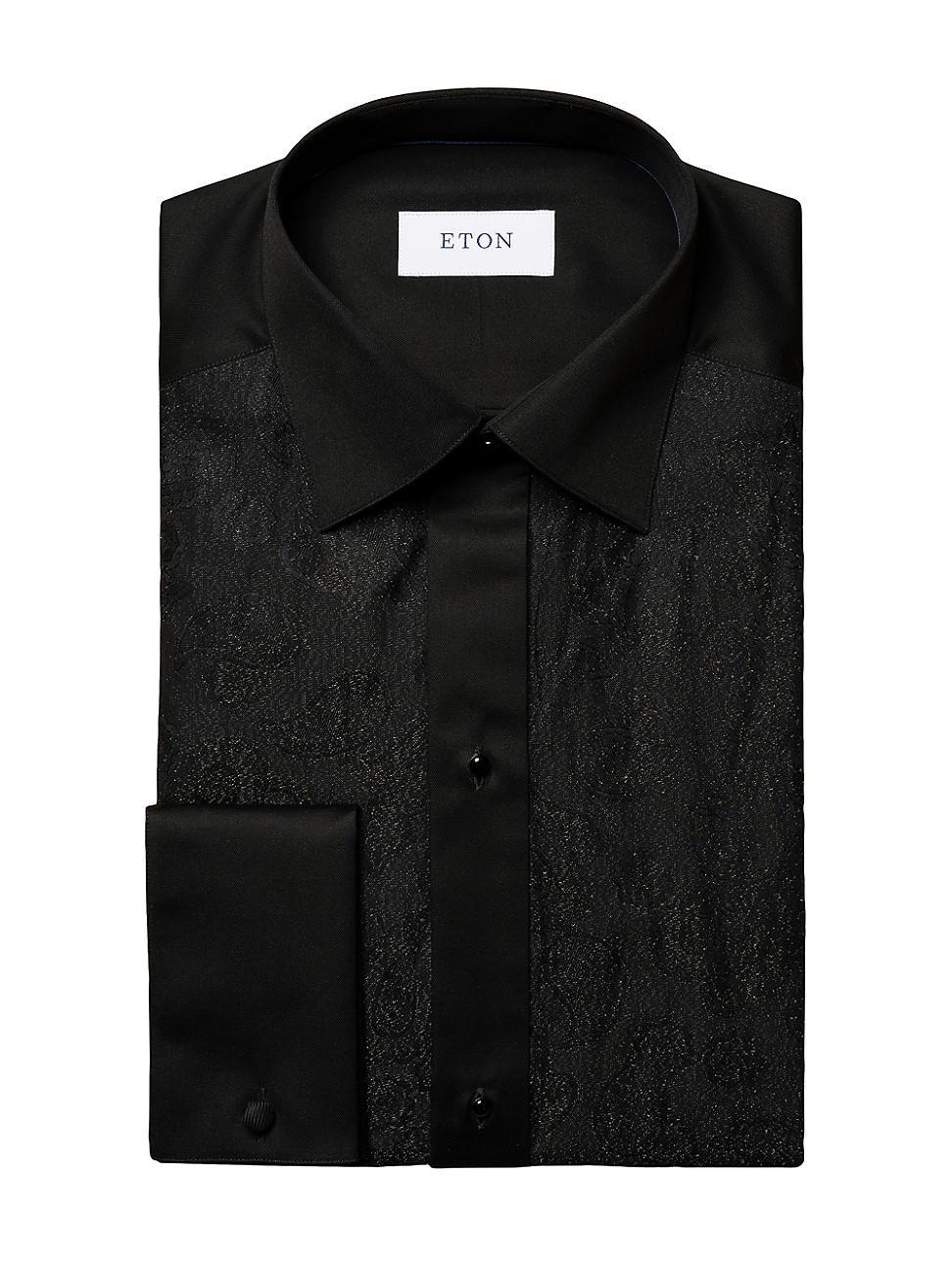 Mens Slim-Fit Paisley Glitter Bib Front Formal Shirt Product Image