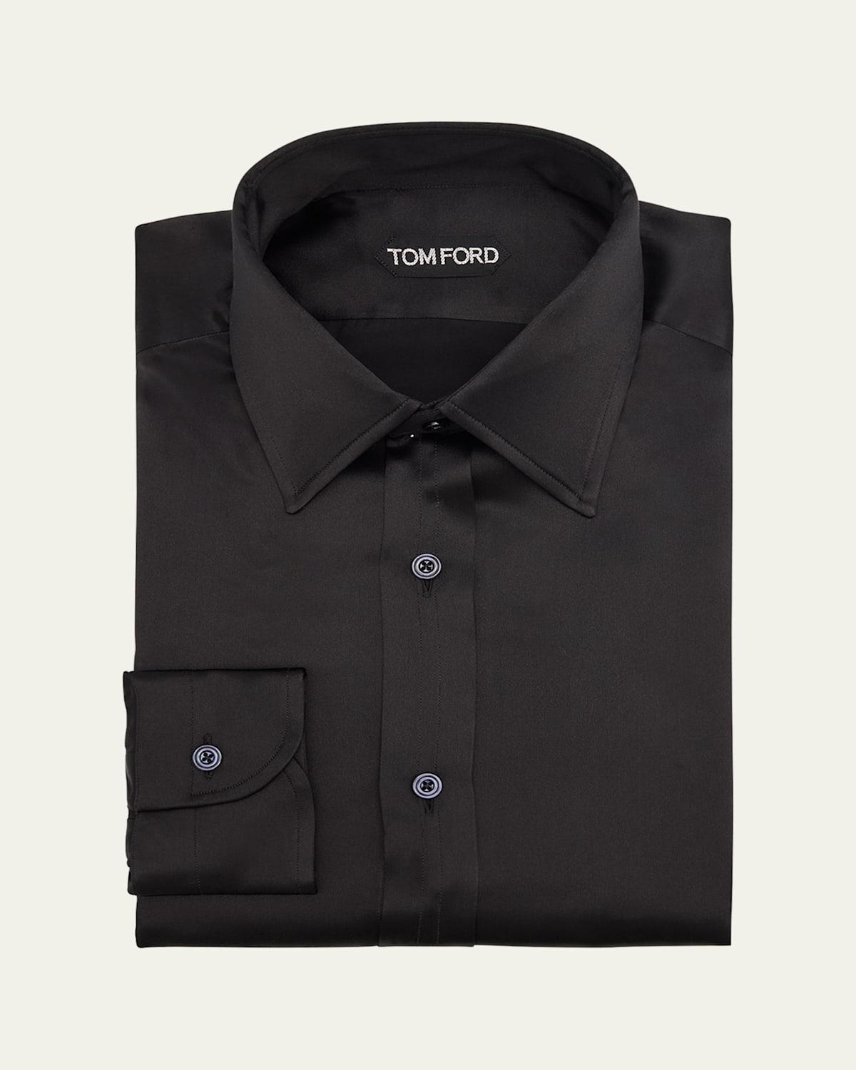 Mens Silk Charmeuse Slim-Fit Dress Shirt Product Image