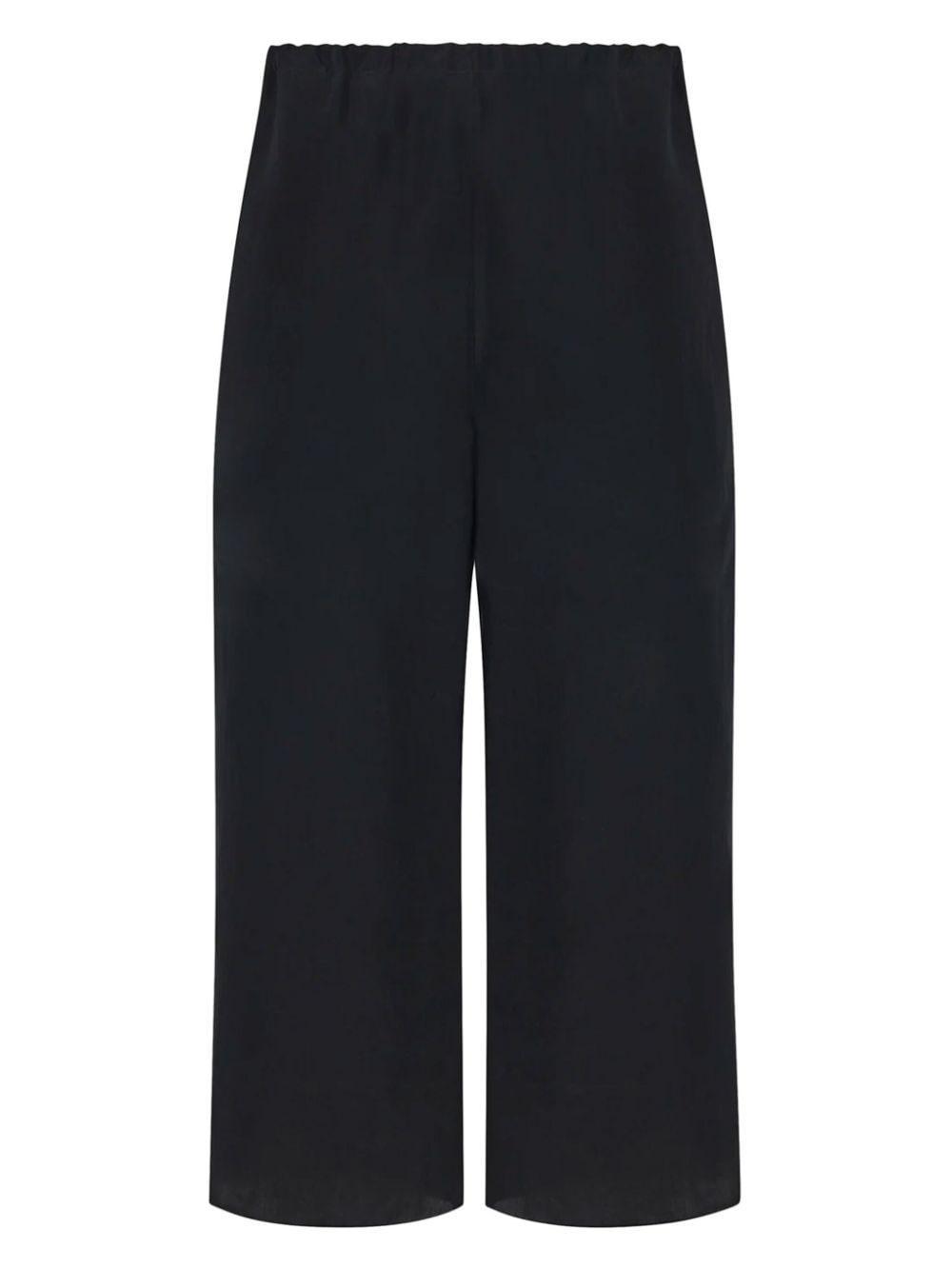 Drawstring-waist Silk Trousers In Black Product Image