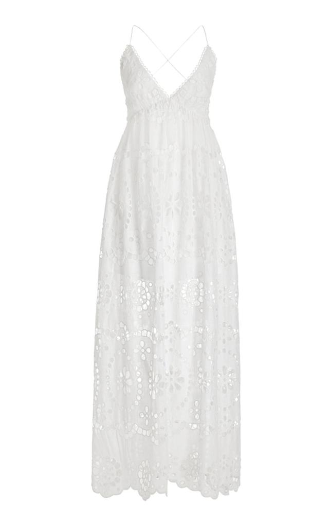 August Lace Linen Maxi Dress In White Product Image