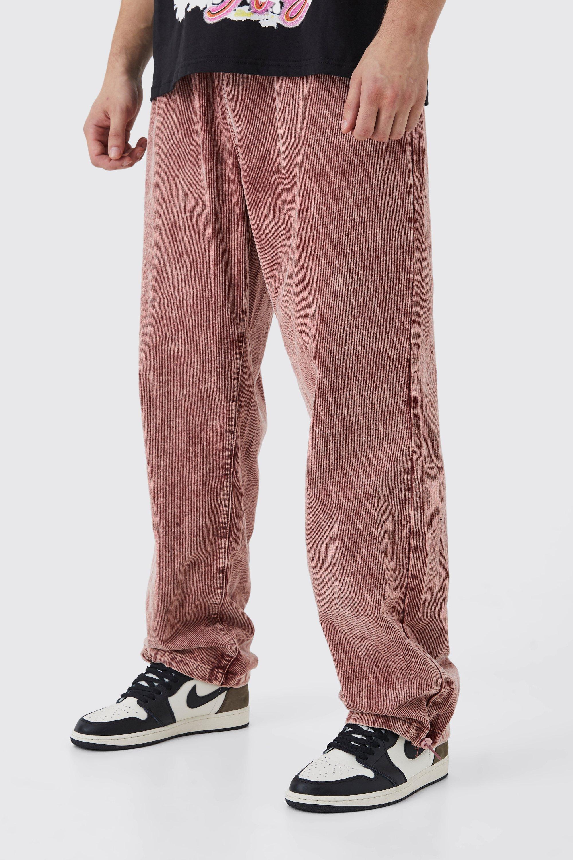 Tall Relaxed Acid Wash Cord Pants | boohooMAN USA Product Image